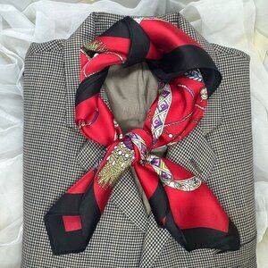 ✨New Elegant Square Silky Scarf Bandana Red Black Luxury Soft Luxury Accessory